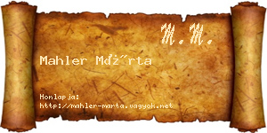 Mahler Márta névjegykártya